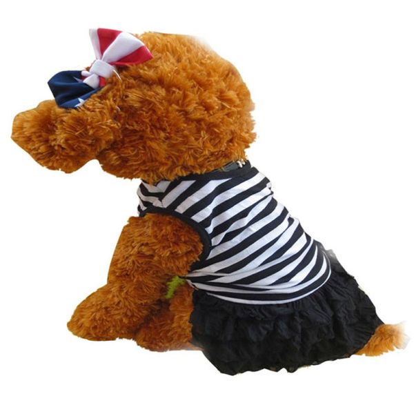 

2018 fashion dog sell apparel pet dog costume stripe t-shirt skirt puppy princess dress dropshipping