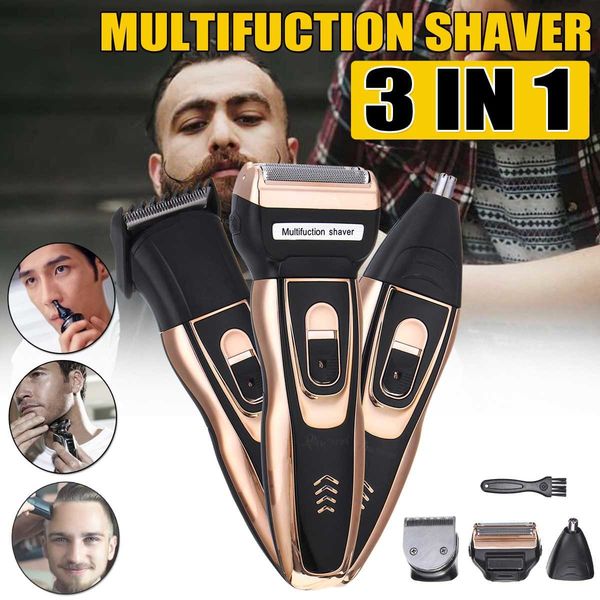 

3 in 1 male electric shaver cutting head washable shaving machine rechargeable beard trimmer multifunctional floating razor