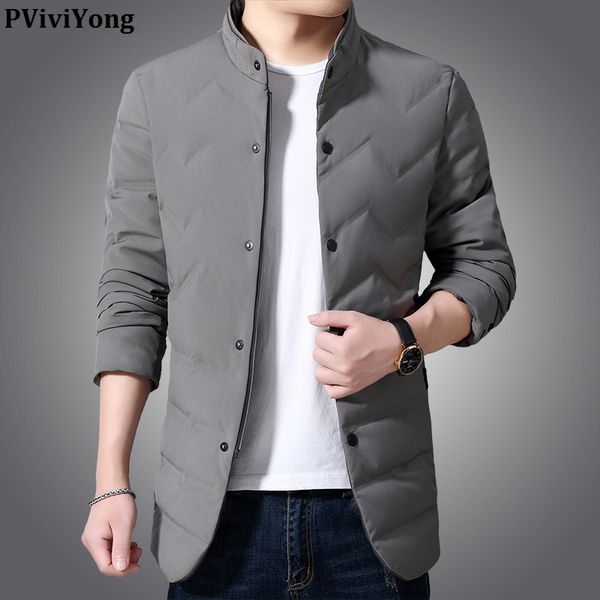 

pviviyong 2019 winter hooded collars 90% white duck down jacket, mandarin collar casual parka men coat 019091k, Black