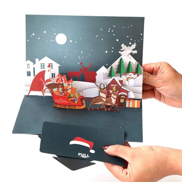 

merry christmas cards christmas tree winter gift cards decoration stickers laser cut new year greeting