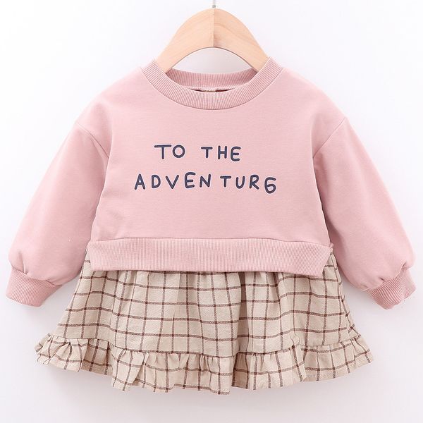 

baby girl birthday dress kids dresses letter print plaid baby girl clothes autumn winter cotton princess dress for girl#g3, Red;yellow