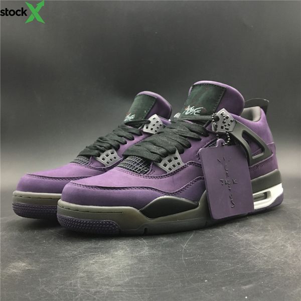 

authentic quality travis scott 4 purple suede dynasty black jordon basketball shoes new fashion iv 4s collaborate trainers shoes, Blue;gray