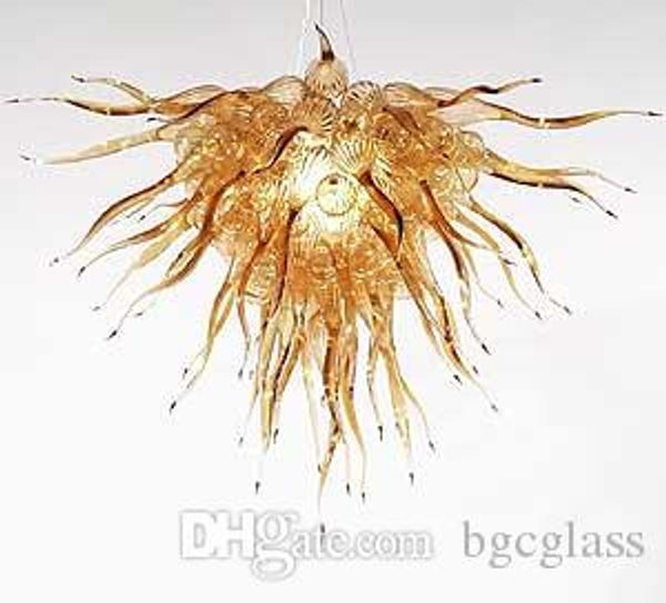 

100% hand blown glass chandelier lighting amber clear glass pendant lamps for bedroom decor chihuly style modern led chandelier for sale