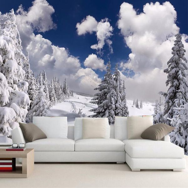 3D Wallpaper Winter Schnee Landschaft Fototapete Hotel Wohnzimmer TV Sofa Hintergrund Fototapete Moderne Natur Vliestapete