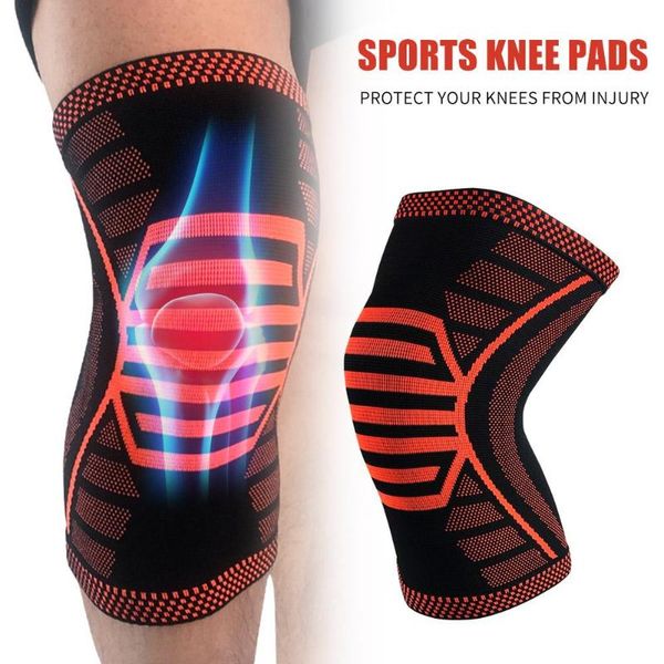 

1pc nylon elastic sports knee pad sleeve breathable support men running cycling knee protector fitness equipments, Black;gray