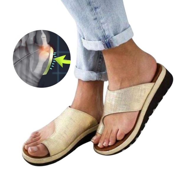 

women pu leather shoes comfy platform flat sole ladies casual soft big toe foot correction sandal orthopedic bunion corrector