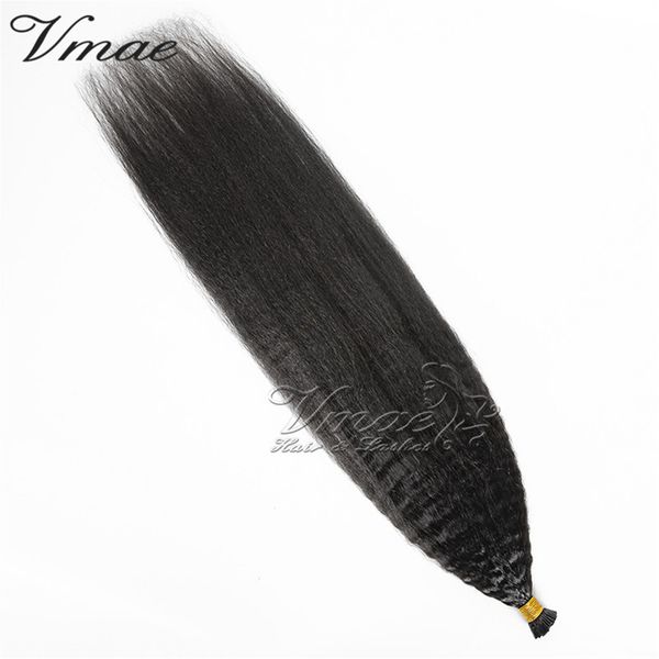 

vmae indian natural color 1g strand 100g yaki pre bonded keratin stick i tip unprocessed virgin human hair extension, Black