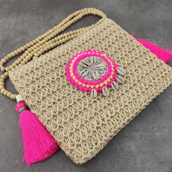 

summer beach boho women silk tassel semicircle zipper shell crossbody shoulder bag