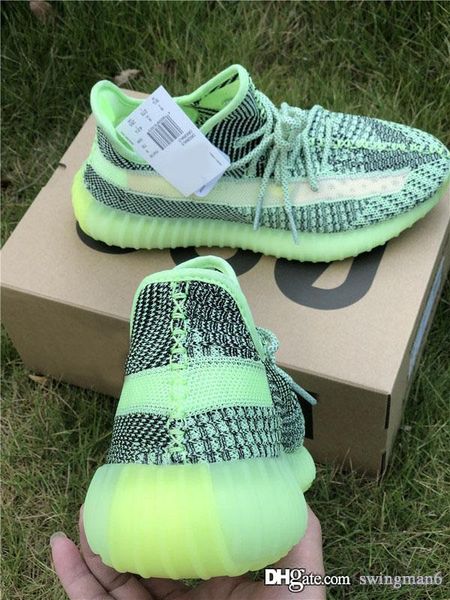 

горячие 350s v2 yeezreel primeknit kanye west мужские кроссовки черный серый светоотражающие флуоресцентный зеленый mesh дышащие спорт кросс