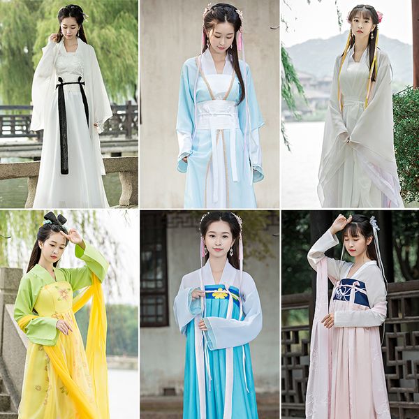 mulheres asiáticas antigas traje Hanfu ruskirt fada cor de rosa fresco elegante chinês grande estilo japonês manga larga vestuário performance original