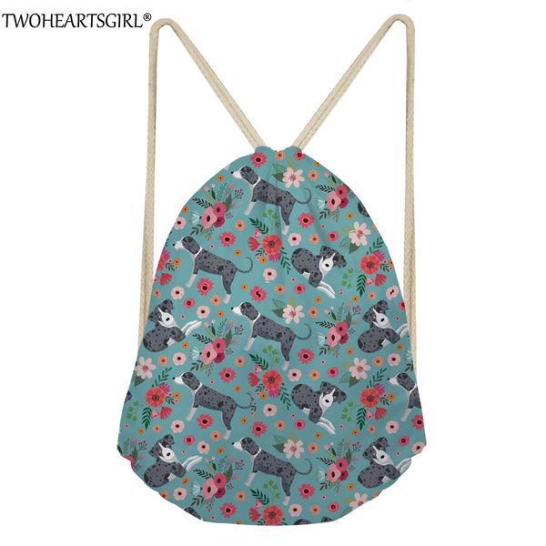 

twoheartsgirl 3d catahoula prints drawstring bag for women school girls small drawstring bag cute animal shoulder for travel