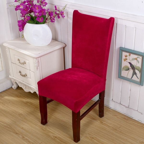 

spandex elastic velvet thick solid color dining chair cover l anti-dirty removable party office stretch seat protective 30