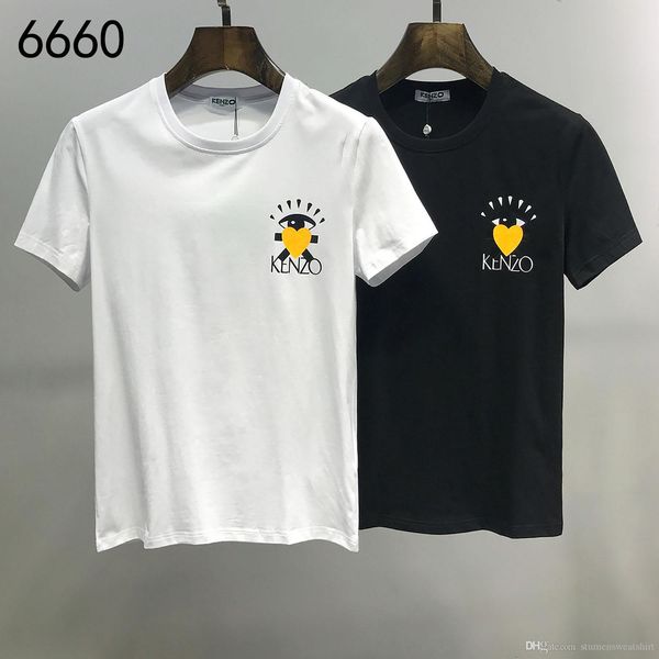 

kenzos summer mens t-shirt classic eyes print logo t-shirt cotton washed mens clothing fashion simple casual wild tshirts, White;black