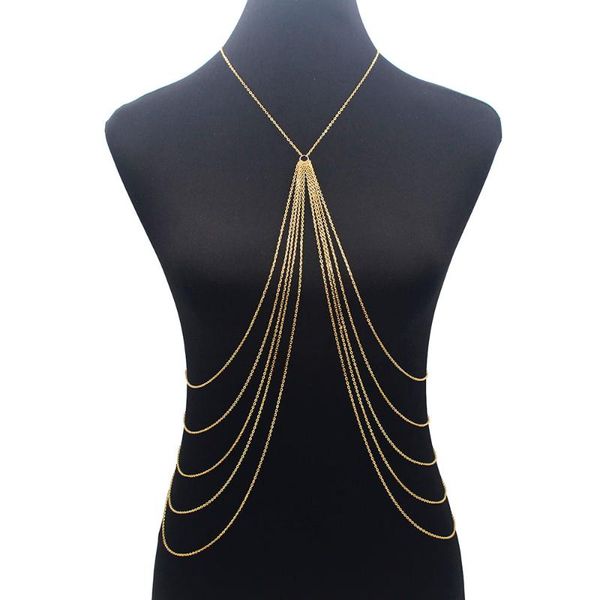 

long tassel body chain beach gold silver color disco party accessories bra cross body chain jewellery for women, Slivery;golden