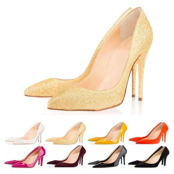 

Red Bottoms Luxury Designer High Heels Round Pointed Toe Pumps Women Wedding Dress Shoes 35-42 8CM 10CM 12CM Wholesale Drop Ship