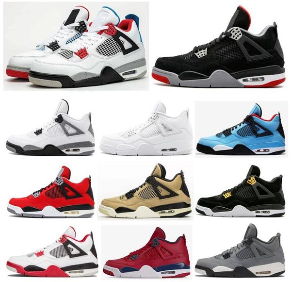 

4 4s bred what the mushroom fiba travis scotts basketball shoes men 4s royalty toro bravo sports sneakers with box