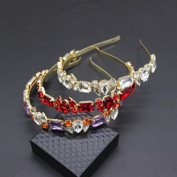 

baroque inlaid simple personality headband beautiful girl wild street hair accessories simple rhinestone headband 826, Golden;white