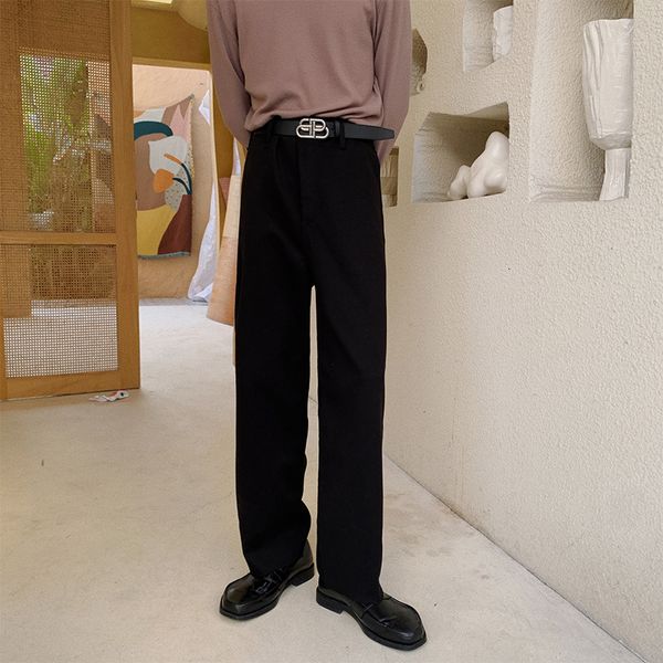 

winter men's fashion trend cotton casual pants black/brown woolen pants trousers slim fit keep warm high-quality m-xl