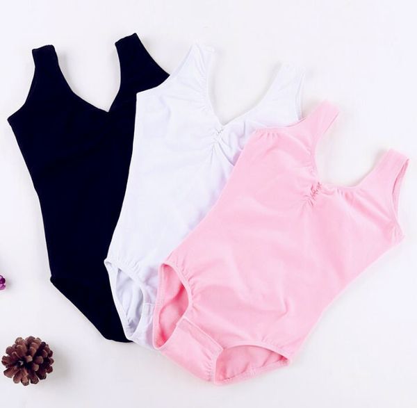 

classic girls' team basic non sleeve leotard black white pink ballet dance gymnastics clothes 100cm-140cm height ing, Black;red