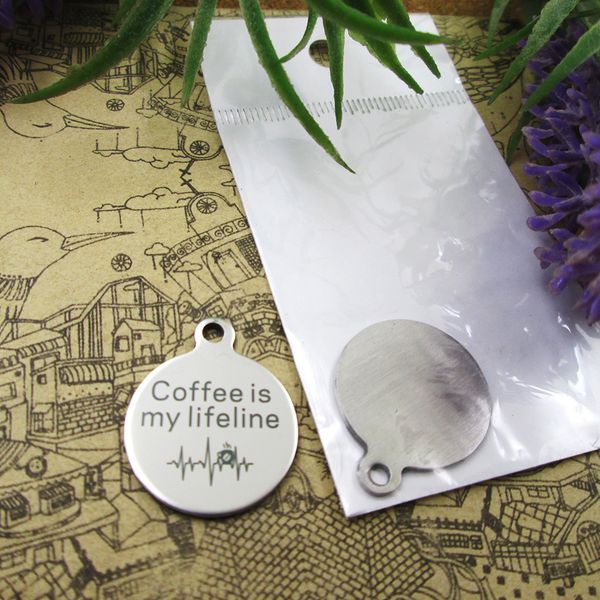 

40pcs--"coffee is my lifeline"stainless steel charms more style for choosing diy charms pendants for necklace, Bronze;silver