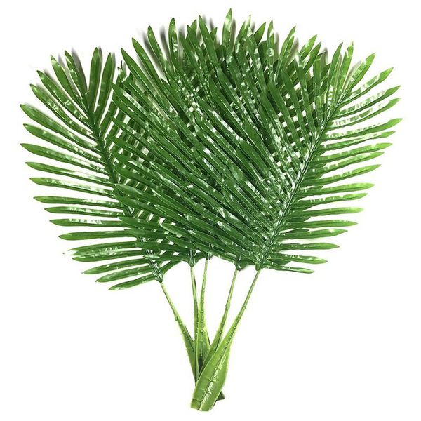 

5 pack palm leaves fake faux artificial plant leaves green single leaf palm for home kitchen party supplies tropical deco