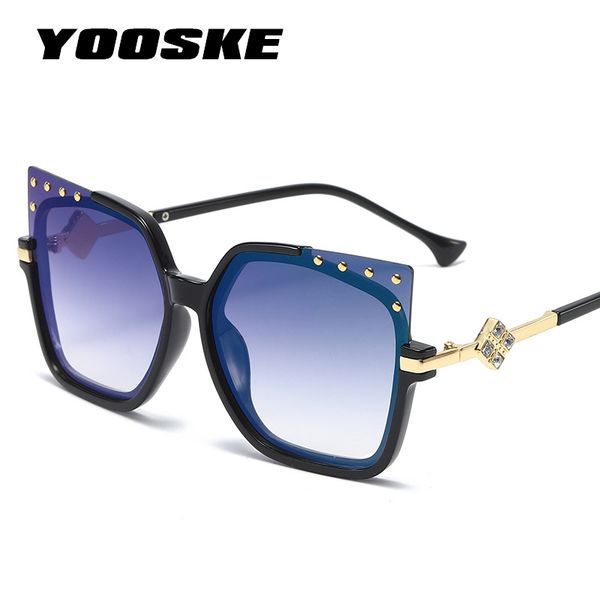 

yooske cat eye sunglasses women diamond big frames sunglass men pink blue mirror sun glasses uv400 retro ladies eyewear, White;black