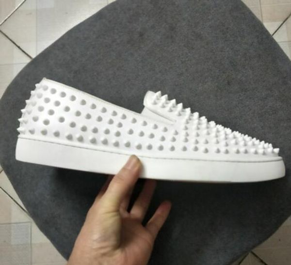 

new casual whitelow studded spikes casual flats shoes red bottoms luxury shoes new for men party designer sneakers love, Black