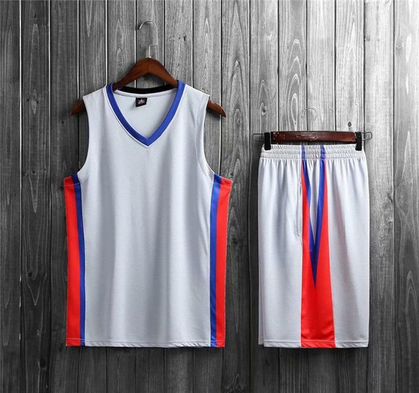 

men blank double-sided basketball team uniforms kits sports clothes tracksuits personality customized basketball sets with shorts h34-1, Blue;black