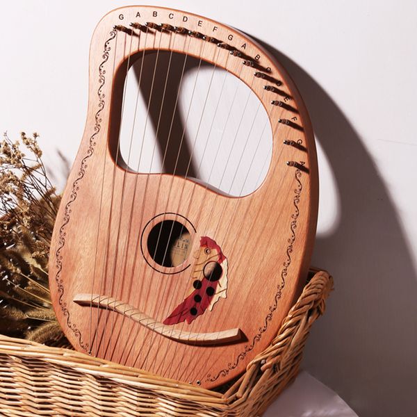 

10/16 string lier harp wood musical instrument portable practice professional sound party kids entertainment solid travel gift