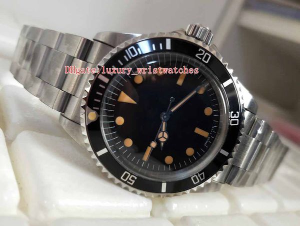 

items bp wristwatches classic 40mm 1974 vintage retro 1680 red sub stainless steel asia 2813 movement mechanical automatic mens watches, Slivery;brown