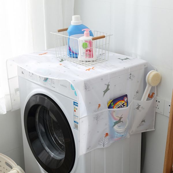 

washing machine refrigerator dust cover with organizer pouches single door fridge covers dust proof cover furniture decor