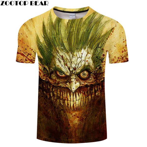 

clown tooth 3d print men shirts anime fitness breathable bodybuilding tees summer casual quick dry male brand shirt zooear, White;black