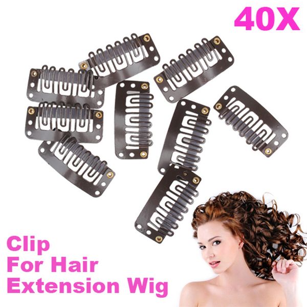 Brown Hair Extension Weft Snap Clip Women Long Curly Synthetic