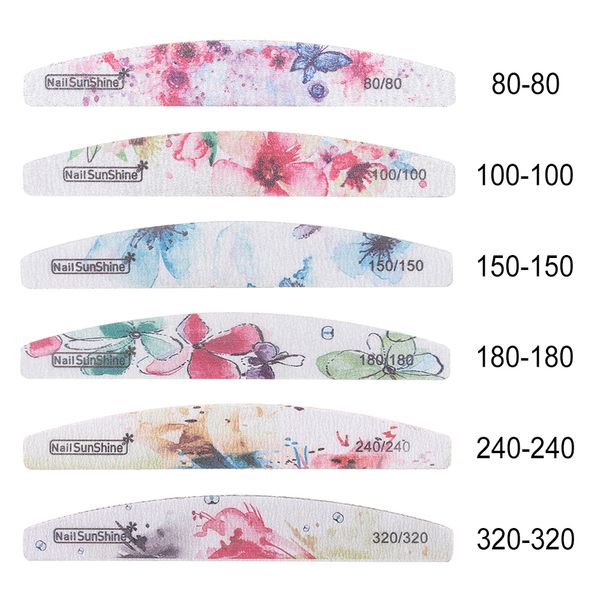 

1pcs moon shape flower nail files sanding buffer washable pedicure manicure professional nail care beauty tools 80/100/150/180