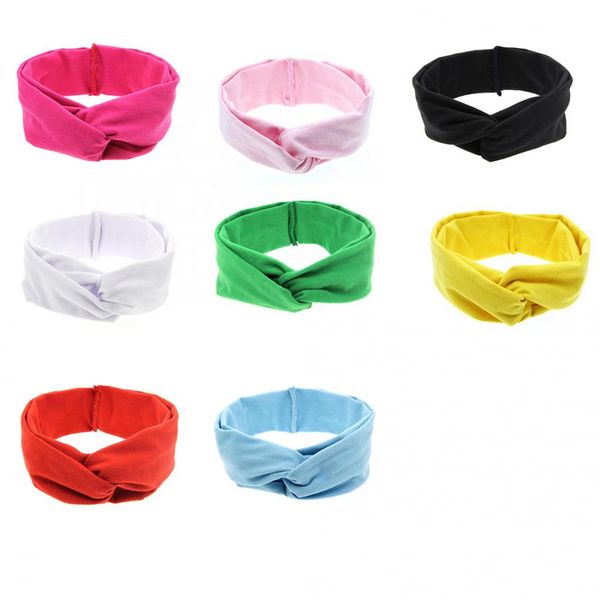 

fashion baby girls infant headband vintage cross knot elastic hair bands soft solid girls hairband hair accessories, Slivery;white