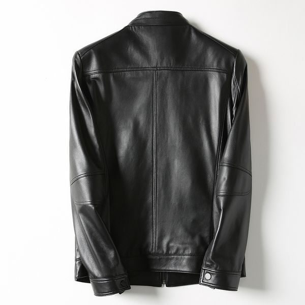 

short genuine jacket men korean sheepskin coat casual men's leather jackets biker veste cuir homme kfs12m006 kj2162, Black