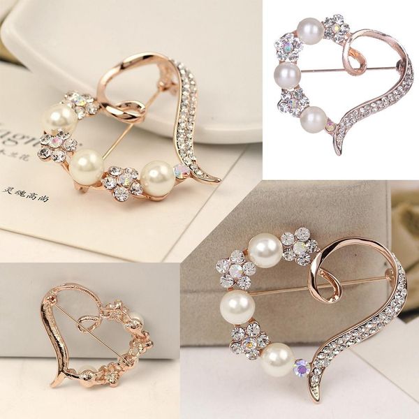 

New women heart hape hiny rhine tone brooch pin new women brooch pin