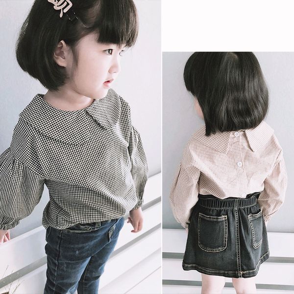 

mihkalev fashion toddler baby girl 2018 autumn kids girls plaid blouses and shirts long sleeve children clothing outfits, White;black