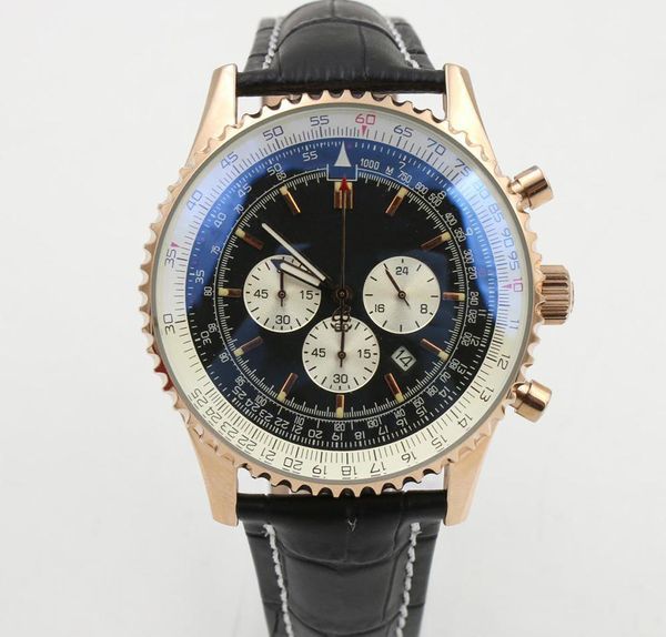 

Hot Classic style MONTBRILLANT series mens quartz chronograph gold skeleton black dial leather strap casual men wristwatch
