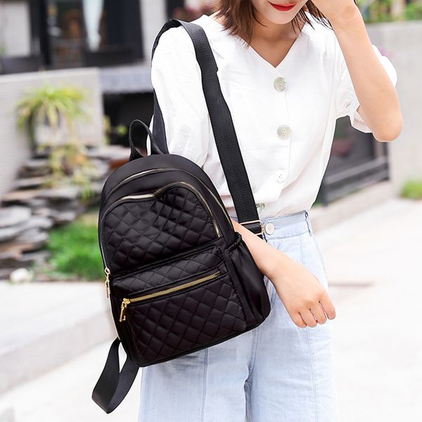 

adisputent women diamond lattice backpack pu leather shoulder bag for teenage girls fashion retro backpack lady traval bag 2019