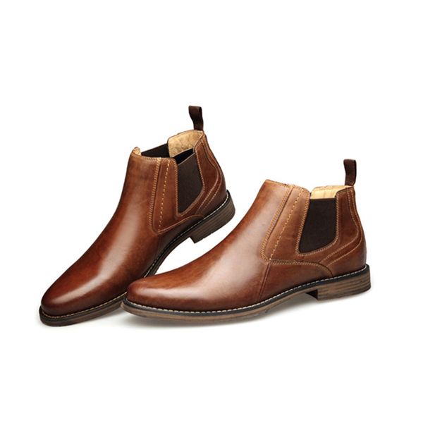

new mens martin booties leather british ankle boots designer real leather men business casual shoes gentleman work party wedding shoes, Black