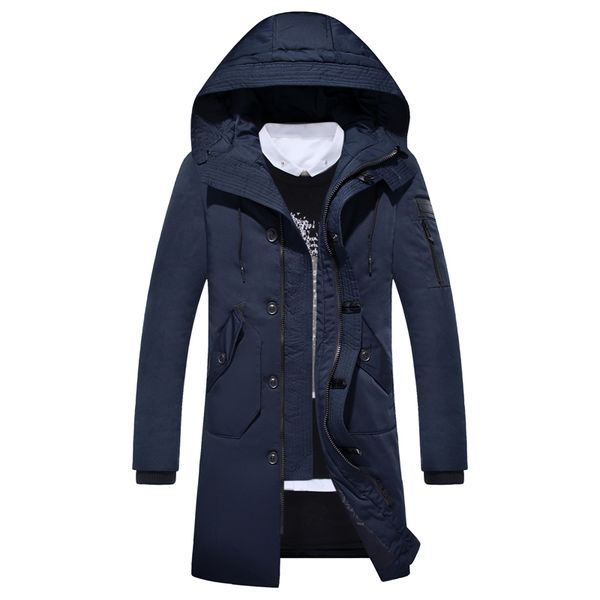 

wholesale winter new men's long section slim fashion down jacket size s-xxxl, Black