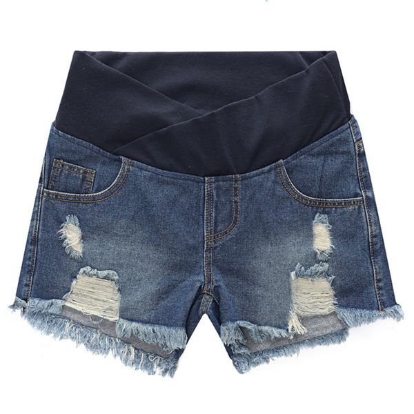 

2020fashion summer maternity shorts solid pregnancy clothes denim shorts elastic waist jeans short pregnancy large size, White