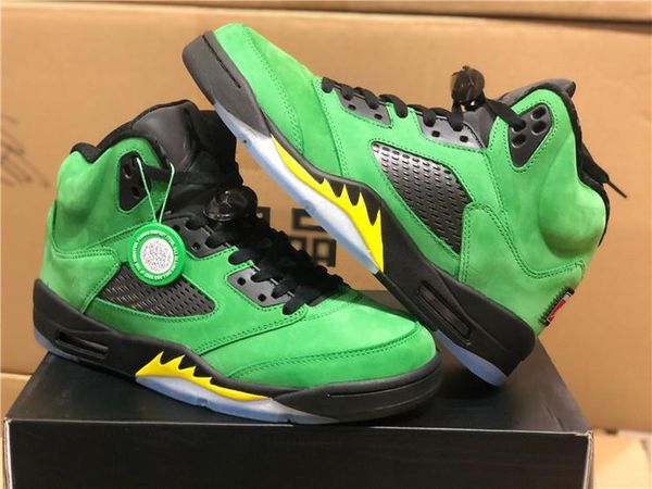 

new air аутентичные 5 se oregon ducks баскетбол обувь ретро яблоко зеленый желтый удар черный jumpman светоотражающие 5s мужчины спортивные