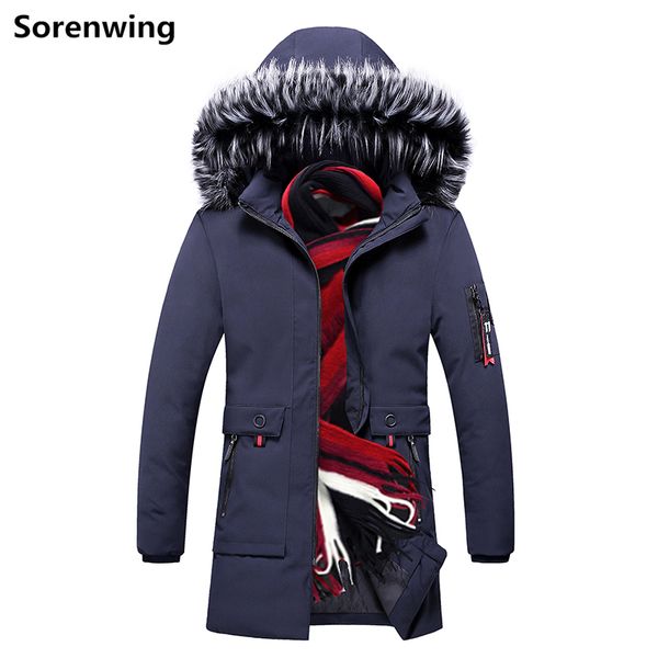 

casual men's coat winter hooded mens parkas thick warm parka jacket windbreakers for men pp cotton padded overcoat outerwear, Black