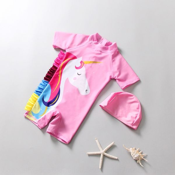 

children's female cute ins unicorn girl baby baby one-piece sunscreen little princess swimsuit swimsuit, White;black