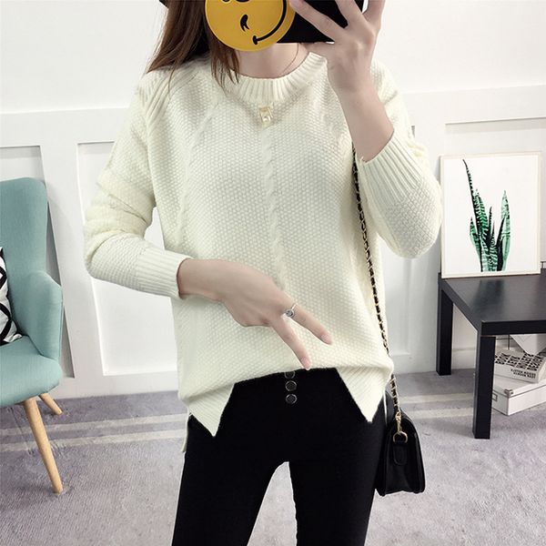 

women's sweaters women sweater autumn winter korean half turtleneck loose pullovers ladies casual solid knitted basic jumper, White;black