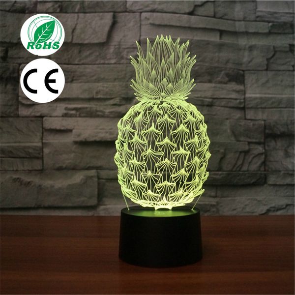 

3d pineapple lamp 7 color novelty ananas 3d pineapp lights led battery powered night light usb table lamp home bedroom decor led