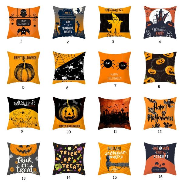 Jogar Halloween linho fronha abóbora Pillowcase Sofá Cushion Cover Orange Geometric decorativa assento Pillowcase Car fronha