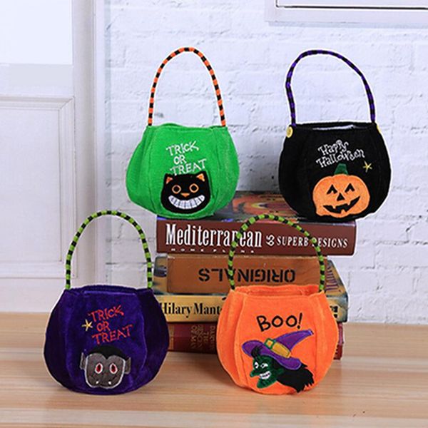 

portable gift bag for children's gift gold velvet cloth bags halloween decor party supplies cute pumpkin bag